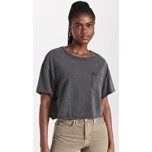 We The Free People Fade Into You Crop Boxy Pocket Tee Oversized black large NEW